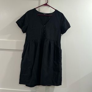 Madewell Alexandra Button Front Linen Blend Mini Dress